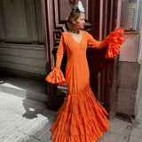 Vestido Flocado Naranja / DHER Collection