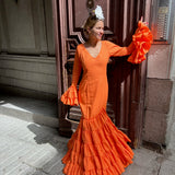 Vestido Flocado Naranja / DHER Collection