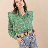 Camisa Marieta Green Flowers / Julise Magon